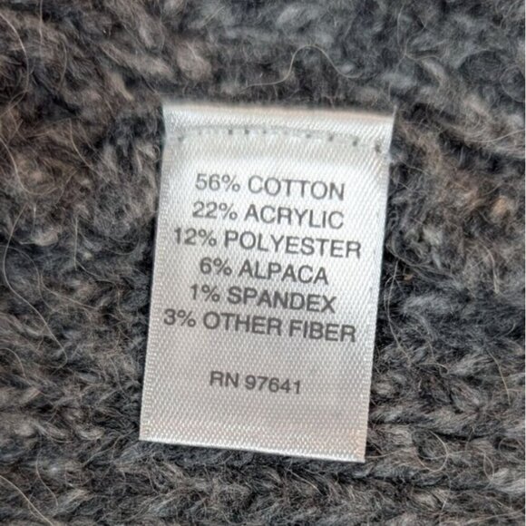 J. Jill Sweater Cardigan Open-Front Cotton Alpaca Long Chunky Knit Gray Medium - Picture 6 of 11